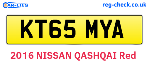 KT65MYA are the vehicle registration plates.