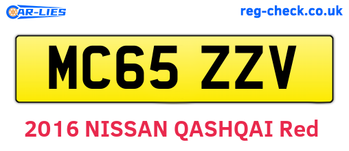 MC65ZZV are the vehicle registration plates.