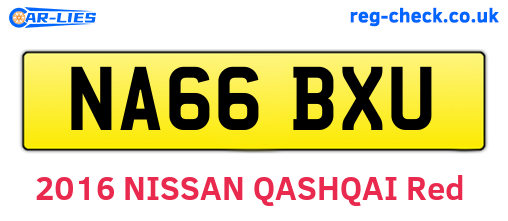 NA66BXU are the vehicle registration plates.