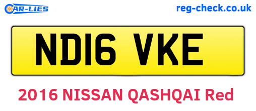 ND16VKE are the vehicle registration plates.