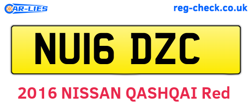 NU16DZC are the vehicle registration plates.