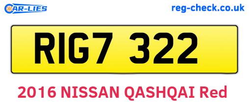 RIG7322 are the vehicle registration plates.