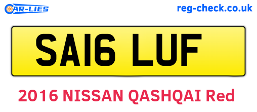 SA16LUF are the vehicle registration plates.