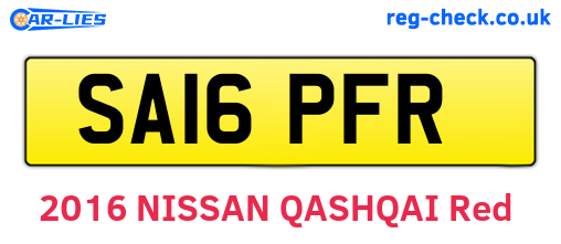 SA16PFR are the vehicle registration plates.