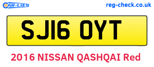 SJ16OYT are the vehicle registration plates.