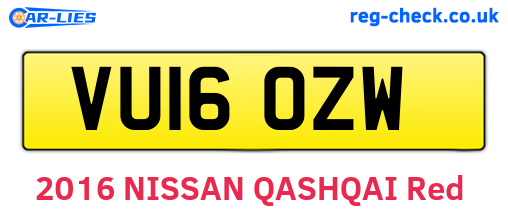 VU16OZW are the vehicle registration plates.
