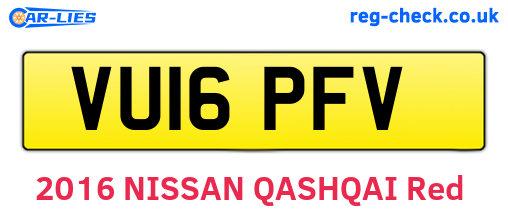 VU16PFV are the vehicle registration plates.