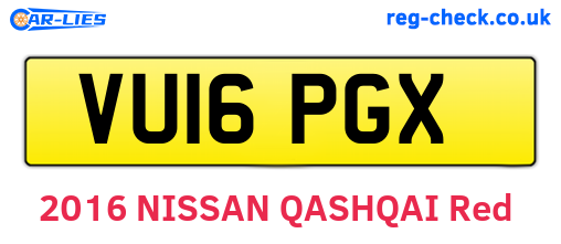 VU16PGX are the vehicle registration plates.