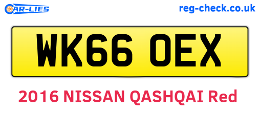 WK66OEX are the vehicle registration plates.