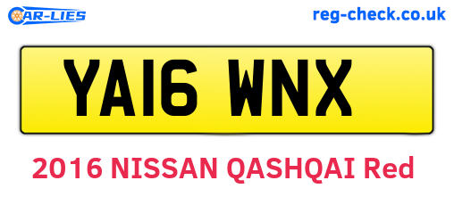 YA16WNX are the vehicle registration plates.