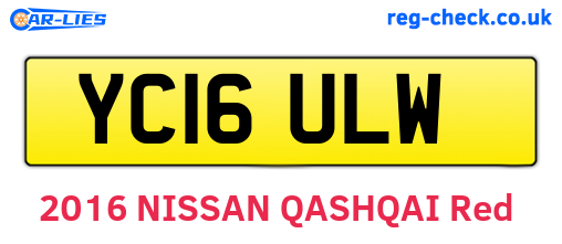 YC16ULW are the vehicle registration plates.