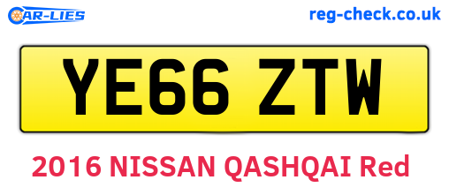 YE66ZTW are the vehicle registration plates.