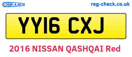 YY16CXJ are the vehicle registration plates.