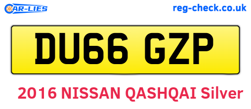 DU66GZP are the vehicle registration plates.
