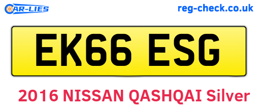 EK66ESG are the vehicle registration plates.
