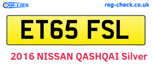 ET65FSL are the vehicle registration plates.