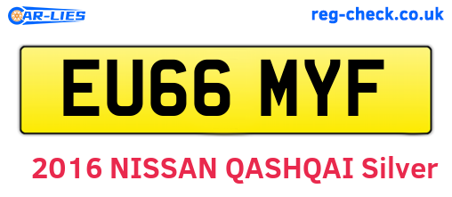 EU66MYF are the vehicle registration plates.