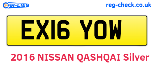 EX16YOW are the vehicle registration plates.