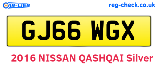 GJ66WGX are the vehicle registration plates.