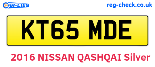 KT65MDE are the vehicle registration plates.