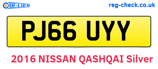 PJ66UYY are the vehicle registration plates.