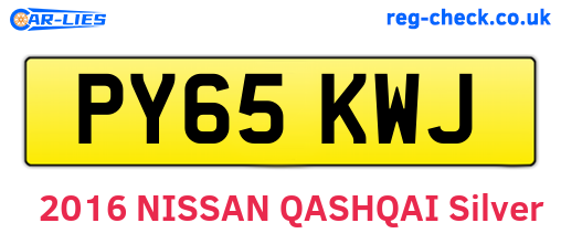 PY65KWJ are the vehicle registration plates.
