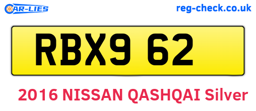 RBX962 are the vehicle registration plates.