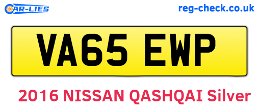 VA65EWP are the vehicle registration plates.