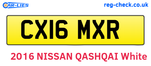 CX16MXR are the vehicle registration plates.