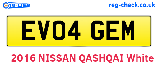 EV04GEM are the vehicle registration plates.