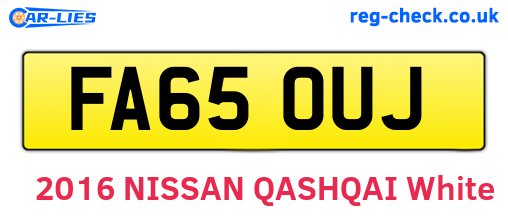 FA65OUJ are the vehicle registration plates.