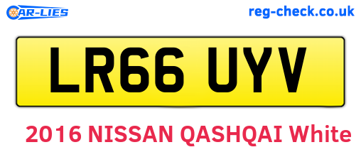 LR66UYV are the vehicle registration plates.