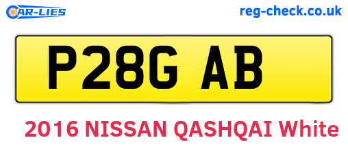 P28GAB are the vehicle registration plates.