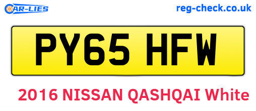 PY65HFW are the vehicle registration plates.
