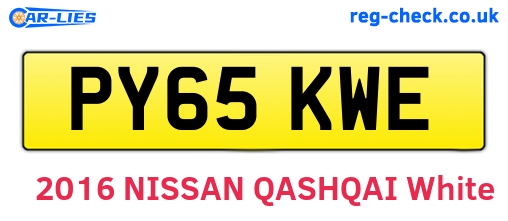 PY65KWE are the vehicle registration plates.