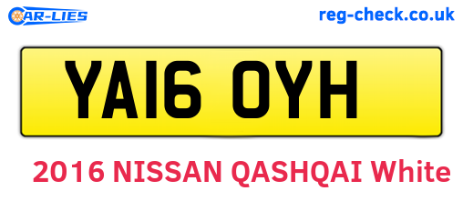 YA16OYH are the vehicle registration plates.