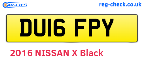 DU16FPY are the vehicle registration plates.