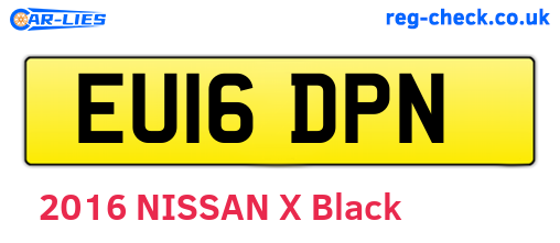 EU16DPN are the vehicle registration plates.