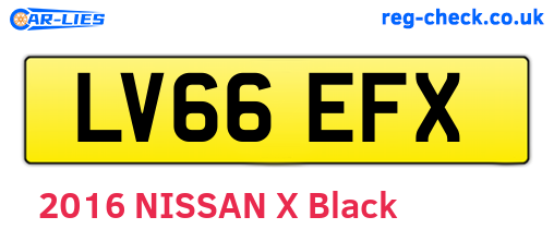 LV66EFX are the vehicle registration plates.