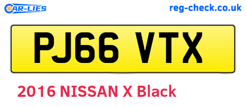 PJ66VTX are the vehicle registration plates.
