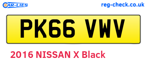 PK66VWV are the vehicle registration plates.