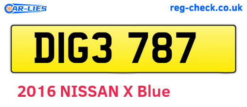 DIG3787 are the vehicle registration plates.