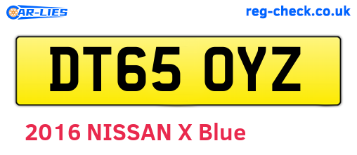 DT65OYZ are the vehicle registration plates.