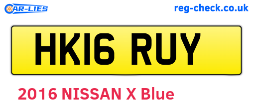 HK16RUY are the vehicle registration plates.
