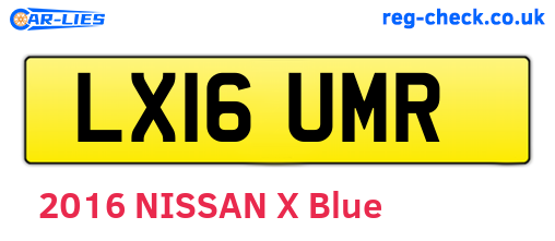 LX16UMR are the vehicle registration plates.