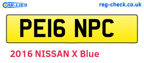PE16NPC are the vehicle registration plates.