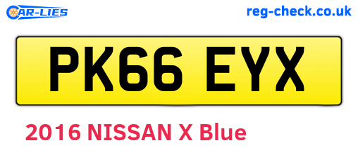 PK66EYX are the vehicle registration plates.
