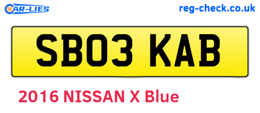 SB03KAB are the vehicle registration plates.