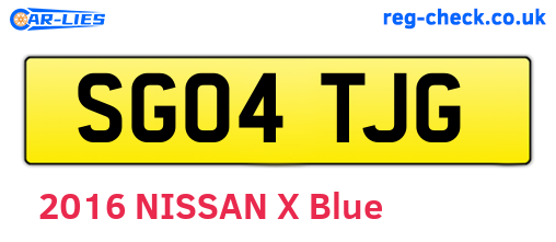 SG04TJG are the vehicle registration plates.