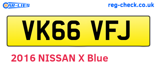 VK66VFJ are the vehicle registration plates.